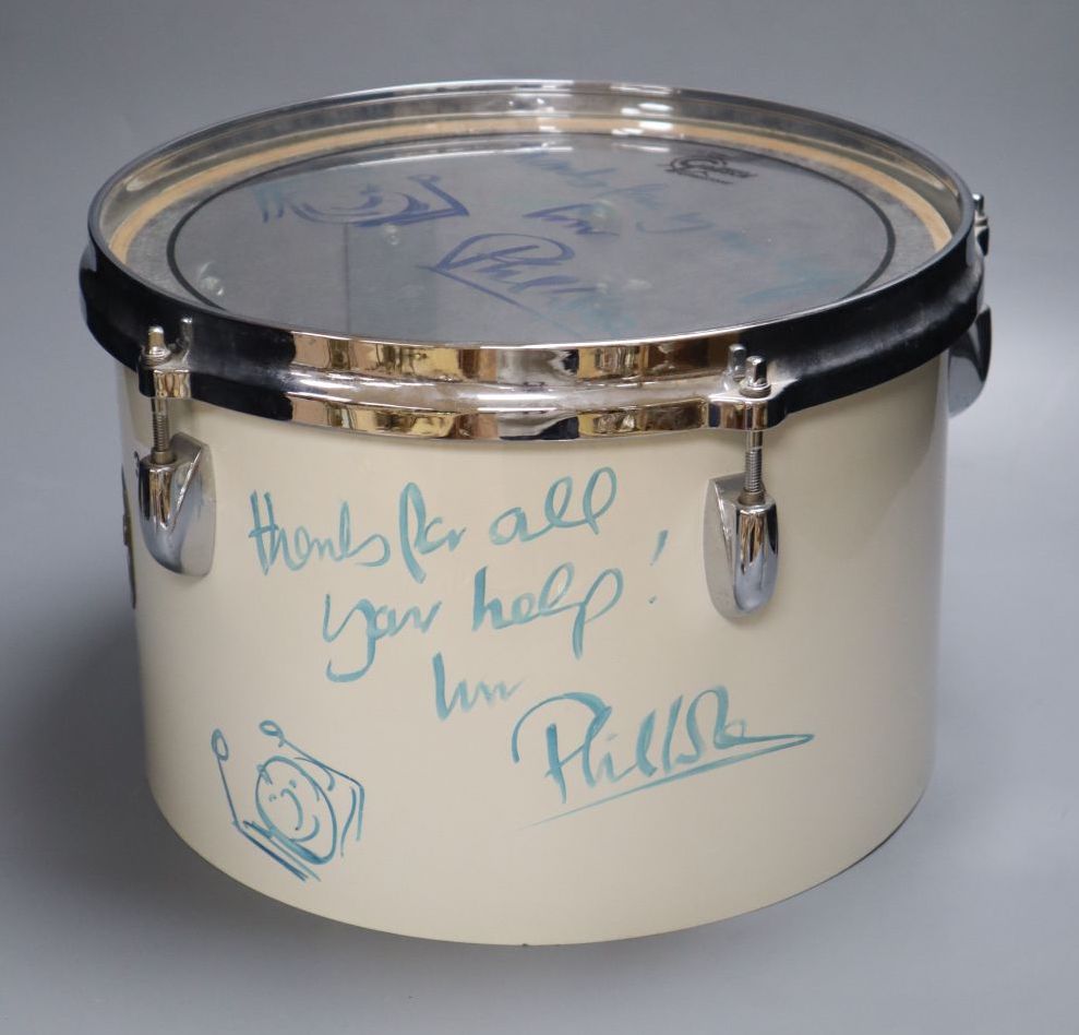 Phil Collins, a signed Gretsch drum, 32cm
